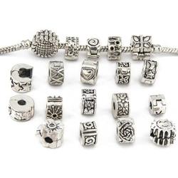 Yeshan Antique Silver Clip Lock Bead Charms with Rubber Stopper O-Rings