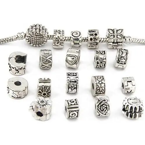 Yeshan Antique Silver Clip Lock Bead Charms with Rubber Stopper O-Rings Yeshan Antique Silver Clip Lock Bead Charms with Rubber Stopper O-Rings
