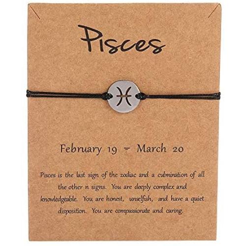 FUTIMELY Gold/Silver Zodiac Couple Bracelet for Women Teen Girls,Hand Made Stainless Steel Astrology Constellation Bracelet/Anklet Friendship Promise Jewelry Gift Card