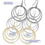 Fashion Costume Jewelry Dangle Drop Circle Hoop Earrings Set For Women Teen Silver Gold Black Tone