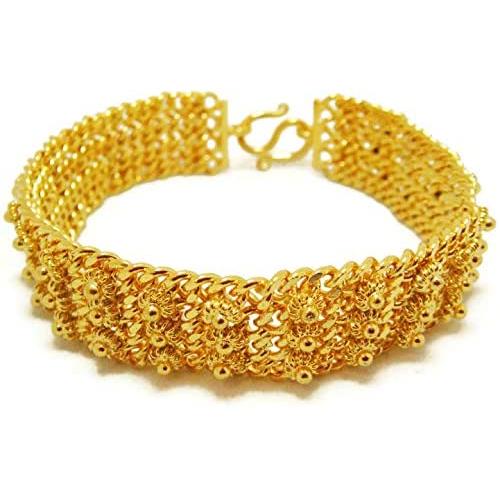 Pikun Flower Lai Thai Gold Plated Bangle 22k 24k Thai Baht Yellow Gold Filled Bracelet