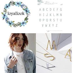 LOYALLOOK Large Sideways Initial Necklace for Women Big Letter Script Name Stainless Steel Pendant Letter Necklace