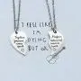 redrain BFF Necklace for 2-Split Valentine Heart Necklace Together Forever Never Apart Best Friends His Always Angel Her Warrior Pendant Friendship Necklace Set