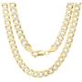 Nuragold 14k Yellow Gold 7mm Cuban Chain Curb Link Diamond Cut Pave Two Tone Bracelet, Mens Womens Lobster Lock 7'' 7.5'' 8'' 8.5'' 9''