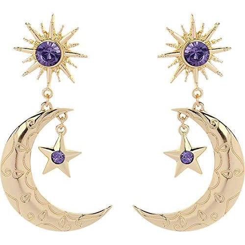 Solighter Fashion Moon Earrings for women Girls Moon and Star Earrings Vintage Jewelry Jewelry Long Drop Dangle Stud