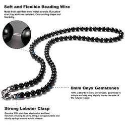 WESTMIAJW Black Onyx Beads Beaded Necklace Chain for Men Natural Gemstones Healing Crystals Jewelry 50/55/60/65/70cm