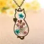 Jude Jewelers Retro Vintage Cat Shape Dry Flower Charm Pendant Necklace Jude Jewelers Retro Vintage Cat Shape Dry Flower Charm Pendant Necklace