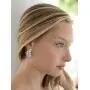 Mariell Cubic Zirconia Marquis-Cut Graceful Curved Cluster Bridal Wedding Earrings - Platinum Plated