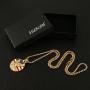 HZMAN Mens 18k Gold Plated Stainless Steel 3D Eagle American Flag Dog Tag CZ Pendant Necklace