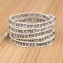 KELITCH Fashion Gray Crystal Beaded 5 Wrap Bracelet On Leather Strand Bracelets Jewelry