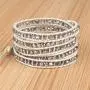 KELITCH Fashion Gray Crystal Beaded 5 Wrap Bracelet On Leather Strand Bracelets Jewelry KELITCH Fashion Gray Crystal Beaded 5 Wrap Bracelet On Leather Strand Bracelets Jewelry
