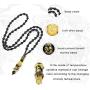FIBO STEEL 4 Pcs Feng Shui Black Obsidian Wealth Bracelet Necklace Set for Men Women Good Lucky Nafu Necklaces Black Bead Bracelet Jewelry Adjustable