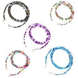 5Pcs Mask Necklace Holder Eyeglass Chains for Women Eyeglass Holder Strap Beaded Lanyard Eyeglass Lanyard with Clips Eyeglass Holders Around Neck for Women Stylish Mask Lanyard for Kids Women