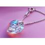 Royal Crystals''Mothers Love Heart Pendant Necklace for Women'' Made with Swarovski Crystals Blue Aurora Borealis Sterling Silver 925 Pendant Necklace, 18''