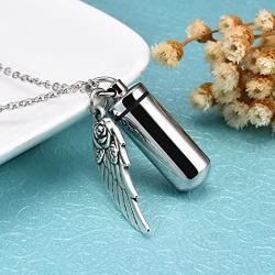 Cat Eye Jewels Pendant Urn Necklace for Humen Ashes Stainless Keepsake Memorial Ash Holder