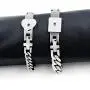 Uloveido Titanium Steel Cuban Chain Bracelets for Couples, His and Hers Square Heart Lock Bangles Matching Jewelry Set Y853
