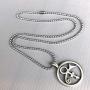 Male Female Soapstone Love Sex Round Icon Symbol Sign Prince Pewter Unisex Womens Mens Boys Girls Pendant Necklace Medallion Lucky Charm protection amulet for Men Women W Silver Ball Chain