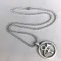 Male Female Soapstone Love Sex Round Icon Symbol Sign Prince Pewter Unisex Womens Mens Boys Girls Pendant Necklace Medallion Lucky Charm protection amulet for Men Women W Silver Ball Chain