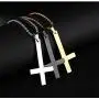 PAURO Mens Stainless Steel Inverted Cross Necklace Pendant with Chain 22 Inches, Black Gold Silver PAURO Mens Stainless Steel Inverted Cross Necklace Pendant with Chain 22 Inches, Black Gold Silver