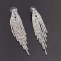 SELOVO Bohemian Clear Crystal Chandelier Tassel Bridal Dangle Drop Earrings Chain Silver Tone
