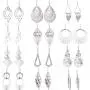 N-A 12 Pairs Drop Dangle Earrings Set for Women Ethnic Boho Hippie Fashion Jewelry funky Vintage Statement Earrings Gift