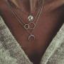Haloty Boho Moon Pendant Necklaces Silver Dainty Map Circle Beaded Necklace Chain Jewelry for Women and Girls