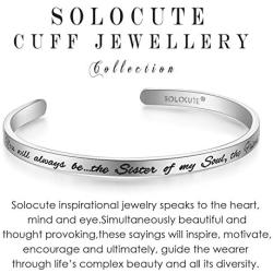 Solocute Inspirational Cuff Bangle Bracelets Motivational Mantra Quote Engraved Best Friend Sister Mom Gift for Women Teen Girls Birthday Jewelry