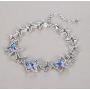 GEMMANCE Butterfly Link Charm Bracelet with Premium Birthstone Crystal, Silver-Tone, 7”+2” Chain