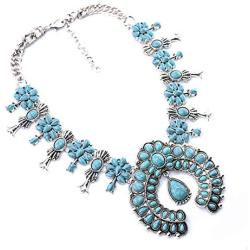 Ãzhido Long Necklaces for Women Howlite Stone Blossom Crescent Moon Pendant Western Jewelry