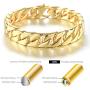 willtx Gold Cuban Link Chain Necklace or Bracelet for Men Boys Rapper Biker Hip Hop Jewelry Thick Curb Links with Design Box Clasp