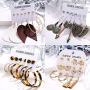 36 Pairs Bohemian Tassel Earrings Set Vintage National Style Leather Heart Shape Earrings Acrylic Stud Hoop Drop Dangle Earrings for Women Girls Valentines Day Birthday Gifts