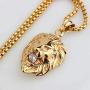 Ineffable Stainless Steel Vintage Lion Head Pendant Necklace Rope Chain Jewelry punk style