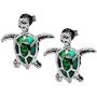 Health and Longevity Sea Turtle Birthstone Jewelry Sterling Silver Created Green Opal Sea Turtle Earring Pendant Necklace Length 18-20 inch