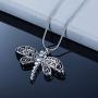 HooAMI Cremation Jewelry for Ashes Silver Dragonfly Pendant Memorial Urn Necklace