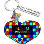 FUSTMW Autism Awareness Keychain Gift Puzzle Piece Charm Autism Mom Inspirational Gift for Autistic Teen There is a Crack in Everything That is How The Light gets in
