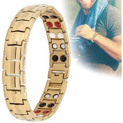 Magnetic Bracelet,Men Fashion Healthy Magnetic Therapy Bracelet,for Pain Relief,Arthritis and Carpal Tunnel Relief(Gold)