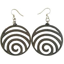 Wave laser-cut wood earrings sustainable eco-jewelry CHOOSE COLOR #1054
