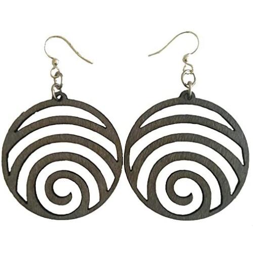 Wave laser-cut wood earrings sustainable eco-jewelry CHOOSE COLOR #1054