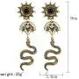 Retro Personality Snake Dangle Earrings Holoow Hot Wheels Rhinestone Alloy Drop Earrings Bohemian Fashion Religious Totem Ear Jewelry