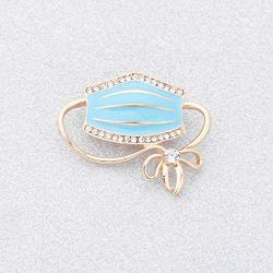 BAUNA Funny Social Distancing Jewelry Mask Brooch with Rhinestone 2021 Pandemic Gift