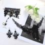 Finrezio Black Lace Necklace Bracelet and Pendant Earrings Set for Women Halloween Steampunk Wedding Party Mascarade Costume Jewelry Sets