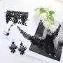 Finrezio Black Lace Necklace Bracelet and Pendant Earrings Set for Women Halloween Steampunk Wedding Party Mascarade Costume Jewelry Sets Finrezio Black Lace Necklace Bracelet and Pendant Earrings Set for Women Halloween Steampunk Wedding Party Mascarade Costume Jewelry Sets
