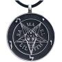 Church of Satan Jewelry The Sigil of Baphomet SAMAEL-LILITH Inverted Pentacle Pentagram Star Satanic Devil LaVeyan Satanism Wicca Witchcraft Pewter Mens Pendant Necklace charm men w Black PVC Cord