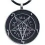 Church of Satan Jewelry The Sigil of Baphomet SAMAEL-LILITH Inverted Pentacle Pentagram Star Satanic Devil LaVeyan Satanism Wicca Witchcraft Pewter Mens Pendant Necklace charm men w Black PVC Cord