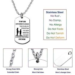 lauhonmin Mother Son Dog Tag Necklace for Men Boy to My Son You are Braver Stronger Smarter Than You Think Love Mom Stainless Steel