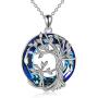 TOUPOP,Mothers Day Gifts from Daughters Sterling Silver Mother Child Tree of Life Pendant Necklace with Blur Circle Crystal Jewelry Gifts for Mom Women Birthday Friend Sister Girls
