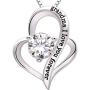 ALOV Jewelry Sterling Silver Grandma I Love You Forever Love Heart Cubic Zirconia Pendant Necklace