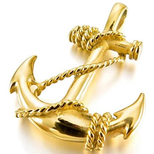 INBLUE Anchor Necklace for Men Women Boys Girls Stainless Steel Pendant Sailor Nautical Navy Anchor Cross Style Jewelry Friends Birthday Gift with 23 Inches Chain
