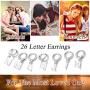 Silvora Sterling Silver Initial Drop Earrings, Women S925 Letter Ear Hoop Jewelry, A-Z Letter Jewelry Dangling Birthday Charms for Girls