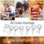 Silvora Sterling Silver Initial Drop Earrings, Women S925 Letter Ear Hoop Jewelry, A-Z Letter Jewelry Dangling Birthday Charms for Girls